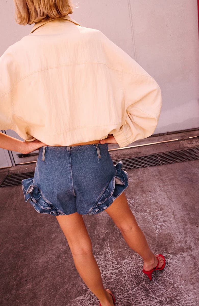 MANGO Featuring Hailey Bieber Agata Denim Shorts, Alternate, color, Medium Blue