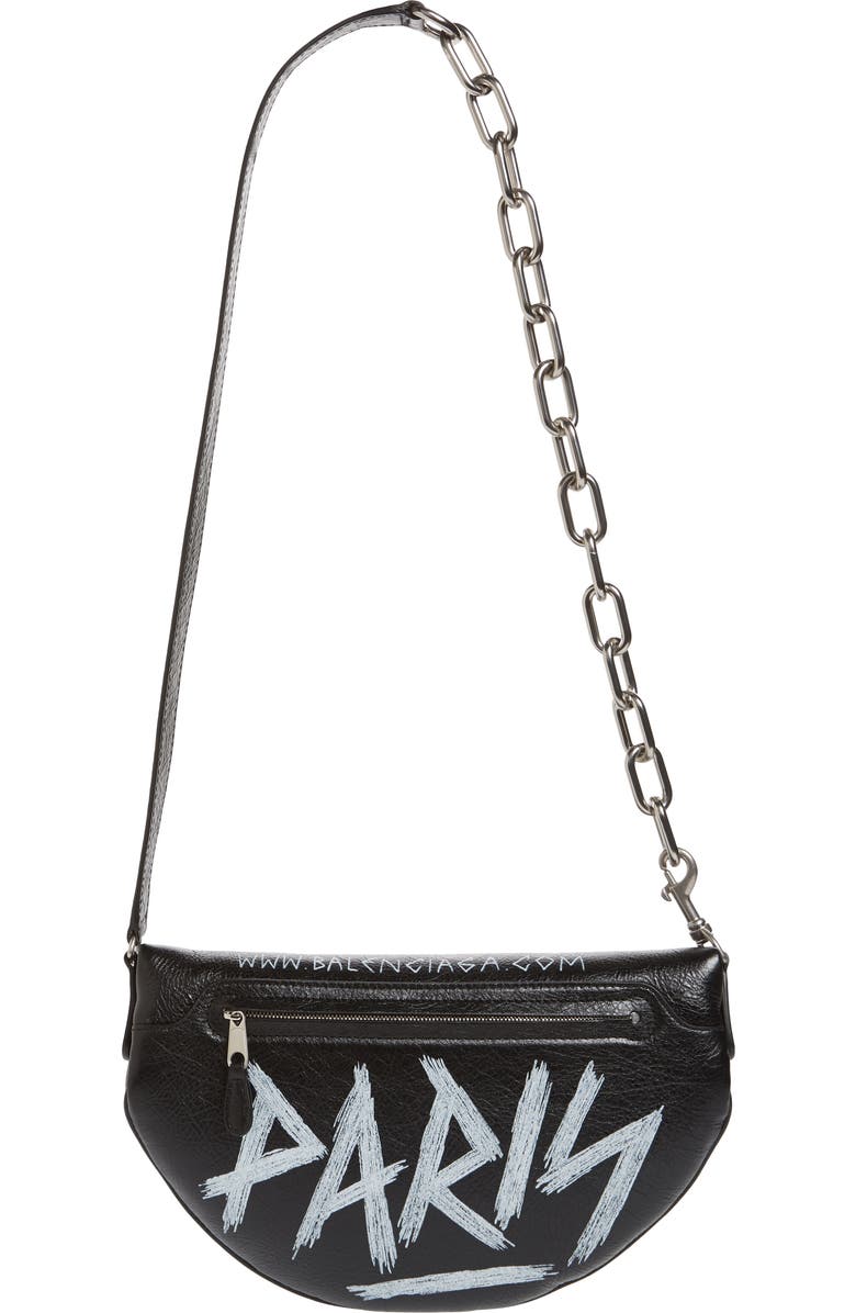 Balenciaga Graffiti Souvenir Leather Belt Bag, Alternate, color,