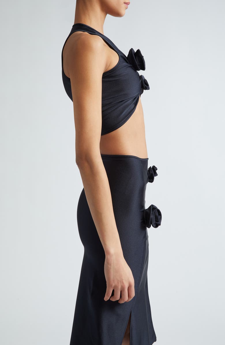 Coperni Rosette Racerback Stretch Jersey Crop Top, Alternate, color, 