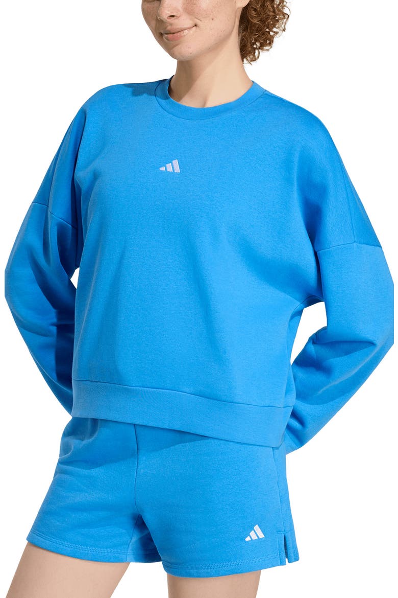 Essentials Small Logo Feel Cozy Sweatshirt, Main, color, RAY BLUE/ WHITE