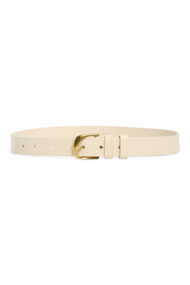 Twist Buckle Leather Belt, Main, color, BONE