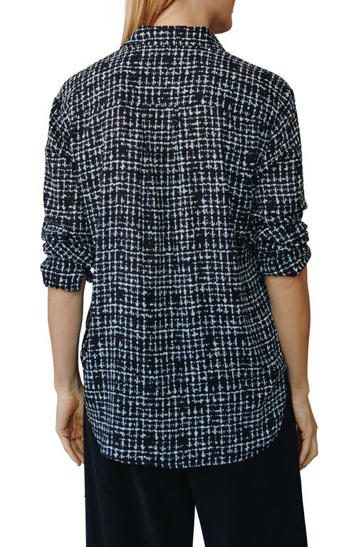 Bella Dahl Grid Print Woven Button-up Shirt In Black