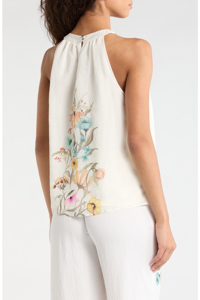 Placed Floral High Neck Sleeveless Top, Alternate, color, ANTIQUE WHITE