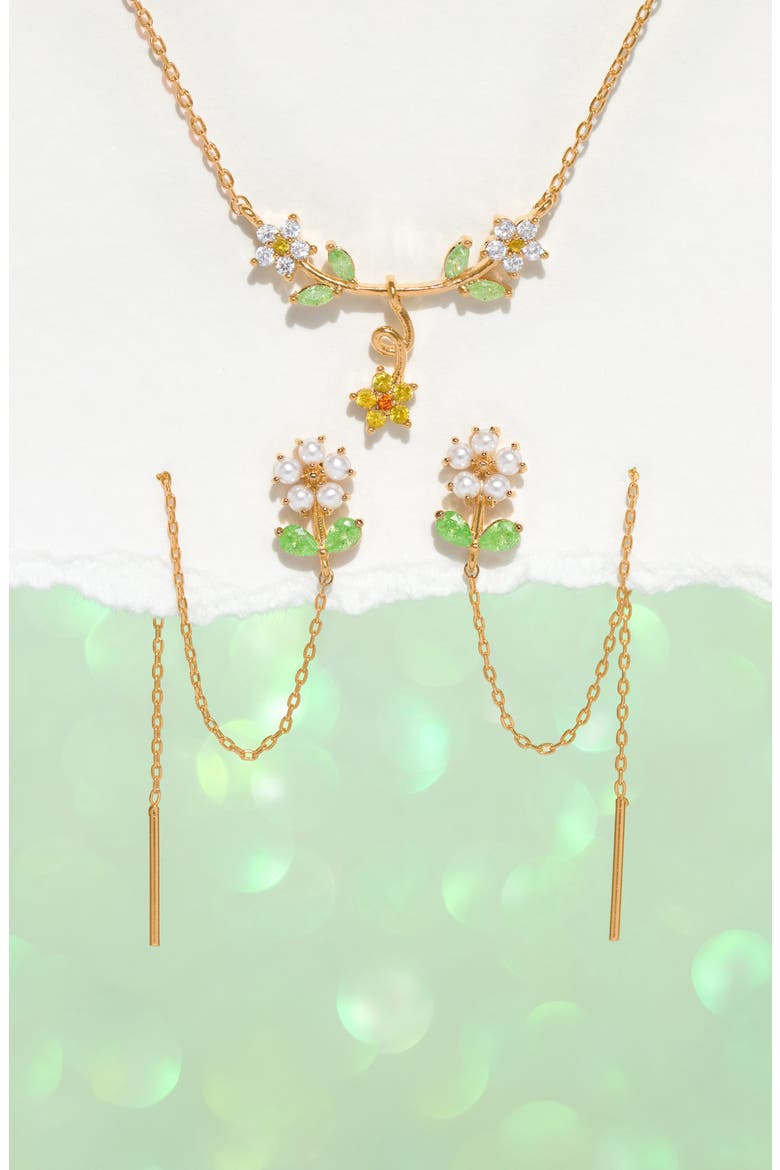 Daisy Petal Threader Earrings, Alternate, color, GOLD