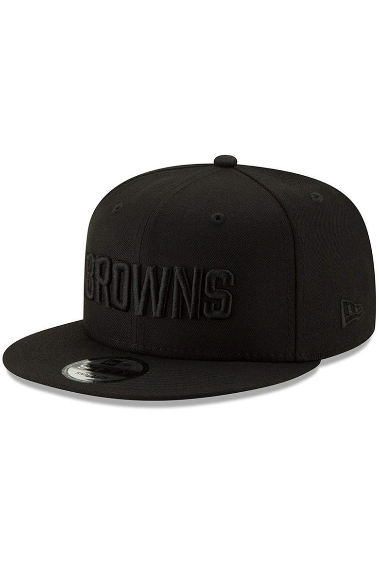 Men's New Era Black Cleveland Browns Black On Black 9FIFTY Adjustable Hat, Alternate, color, BLACK