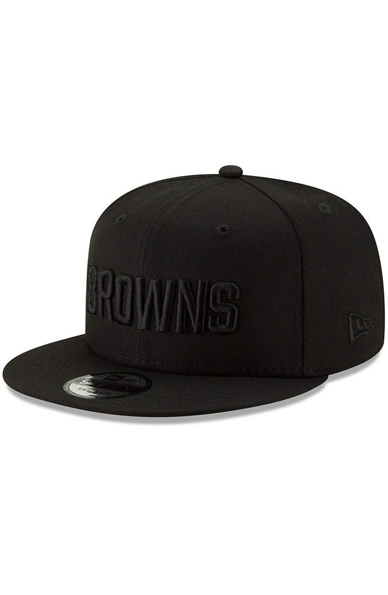 New Era Men's New Era Black Cleveland Browns Black On Black 9FIFTY Adjustable Hat, Alternate, color, 