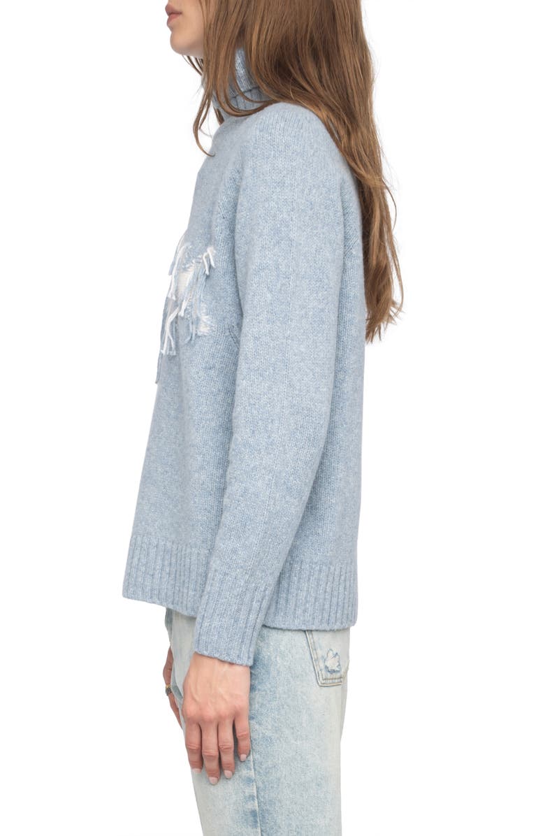 Zadig & Voltaire Mora We Rock Merino Wool Turtleneck Sweater, Alternate, color, Light Blue