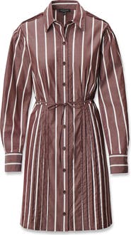 rag & bone Taylor Stripe Tie Waist Long Sleeve Shirtdress