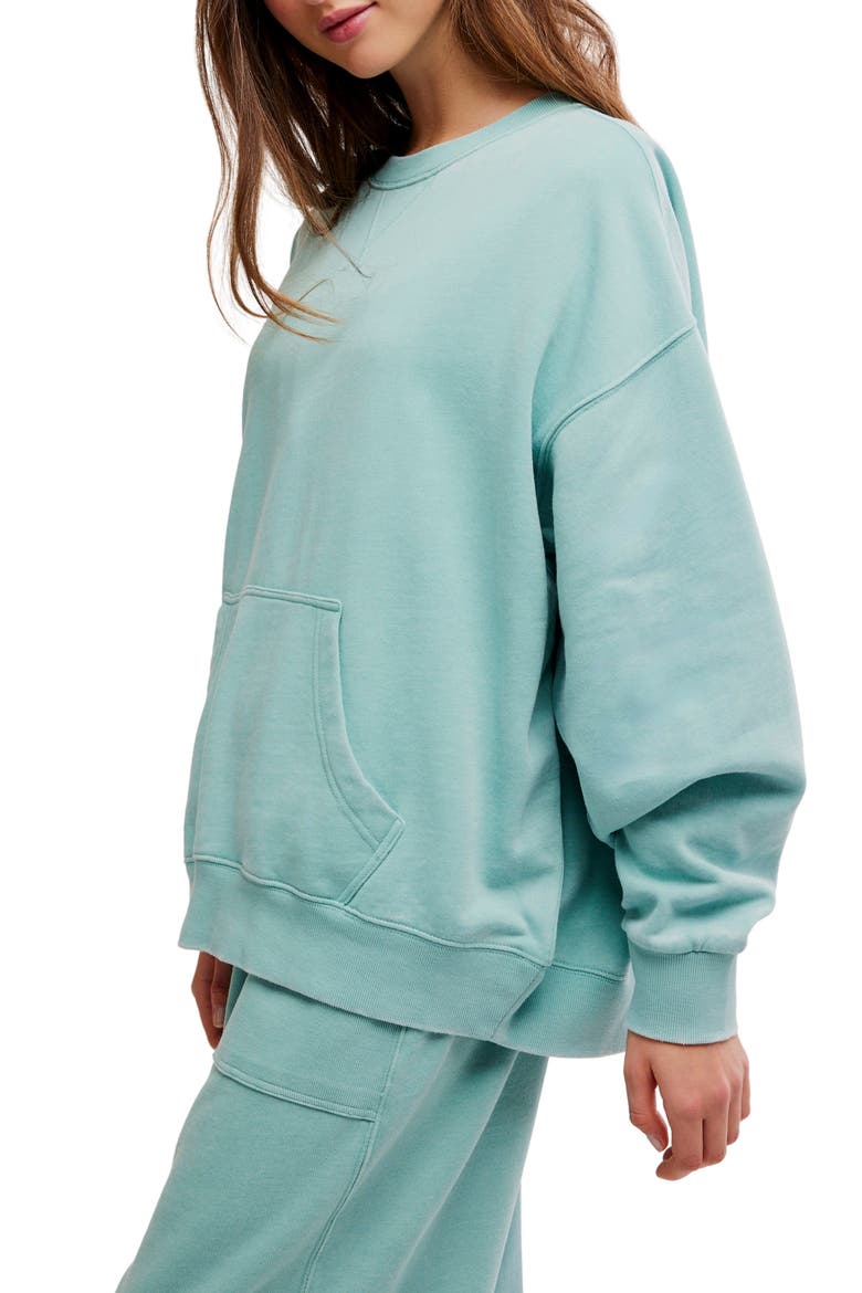Intimately FP Slow It Down Oversize Cotton Blend Sweatshirt, Alternate, color, AQUA