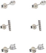 Argento Vivo Sterling Silver Set of 3 Stud Earrings