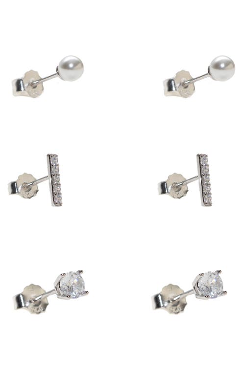 Argento Vivo Sterling Silver Set Of 3 Stud Earrings In Silver