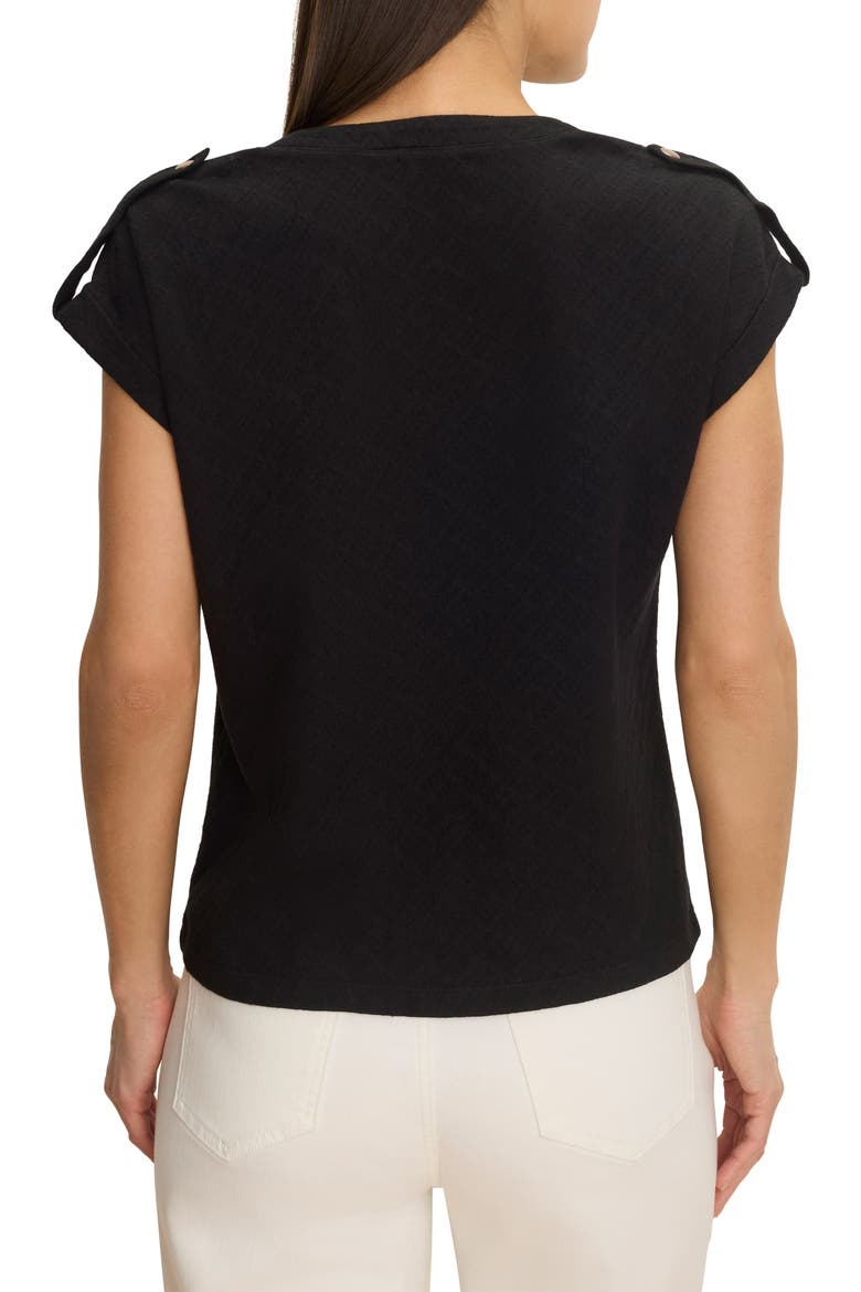 Lace Knit Cap Sleeve T-Shirt, Alternate, color, BLACK ONYX