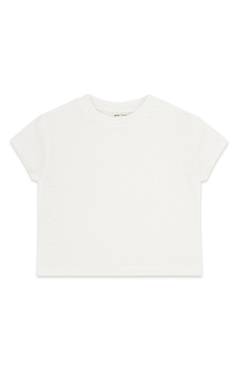 Feather 4 Arrow Kids' 4 Days Open Stitch Cotton Cover-Up Top, Main, color, White