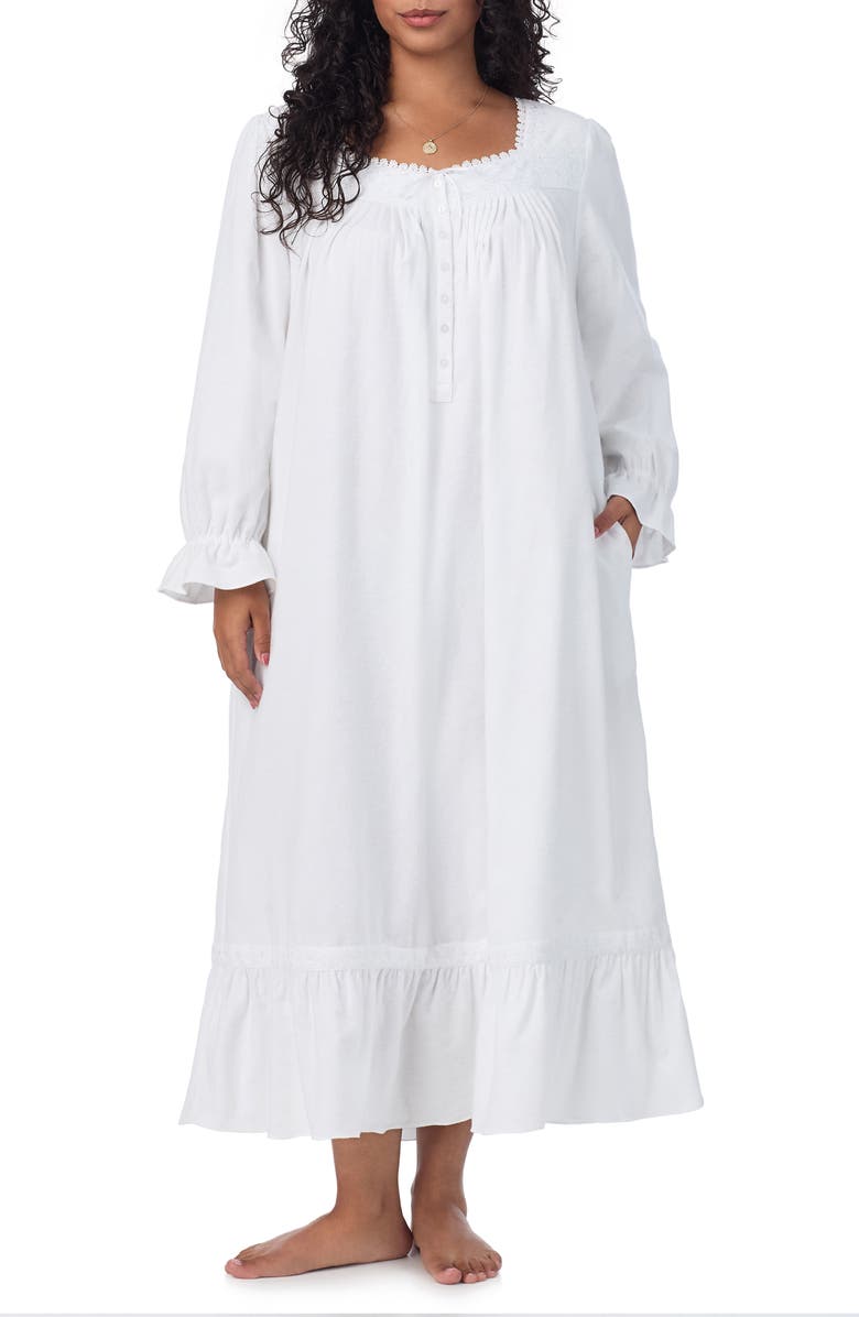 Eileen West Long Sleeve Cotton Ballet Nightgown, Main, color, White
