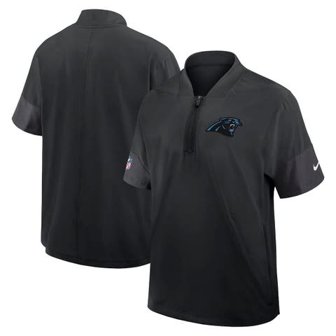 Men's Nike Black Carolina Panthers Sideline Short Sleeve Quarter-Zip Coach Jacket