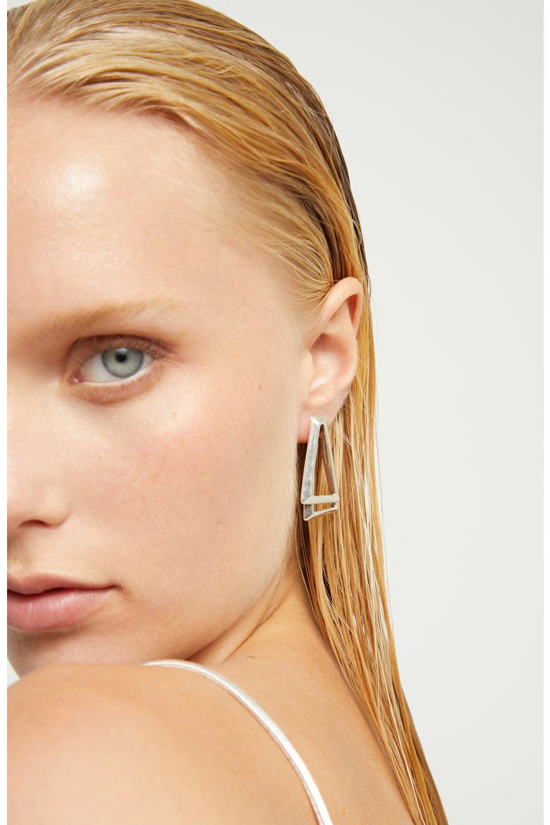 Silver-tone Open Triangle Stud Earrings, Alternate, color, Silver
