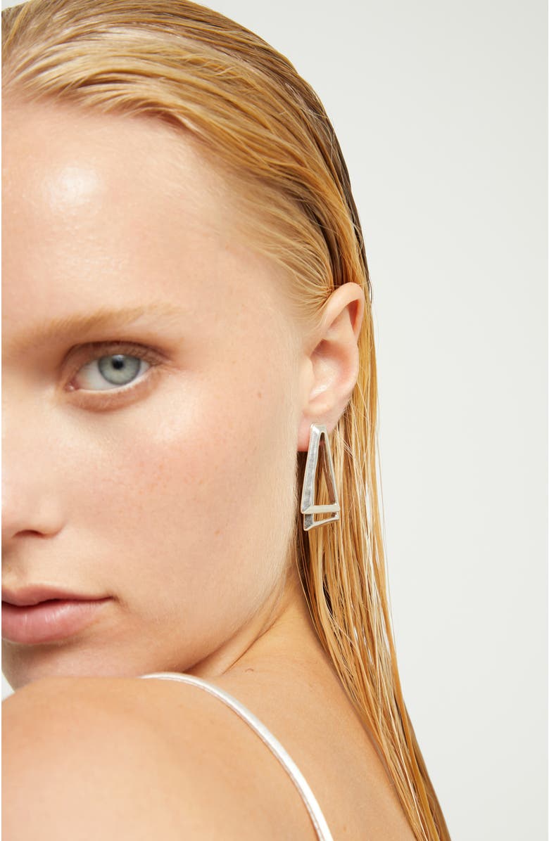 UNODE50 Silver-tone Open Triangle Stud Earrings, Alternate, color, Silver
