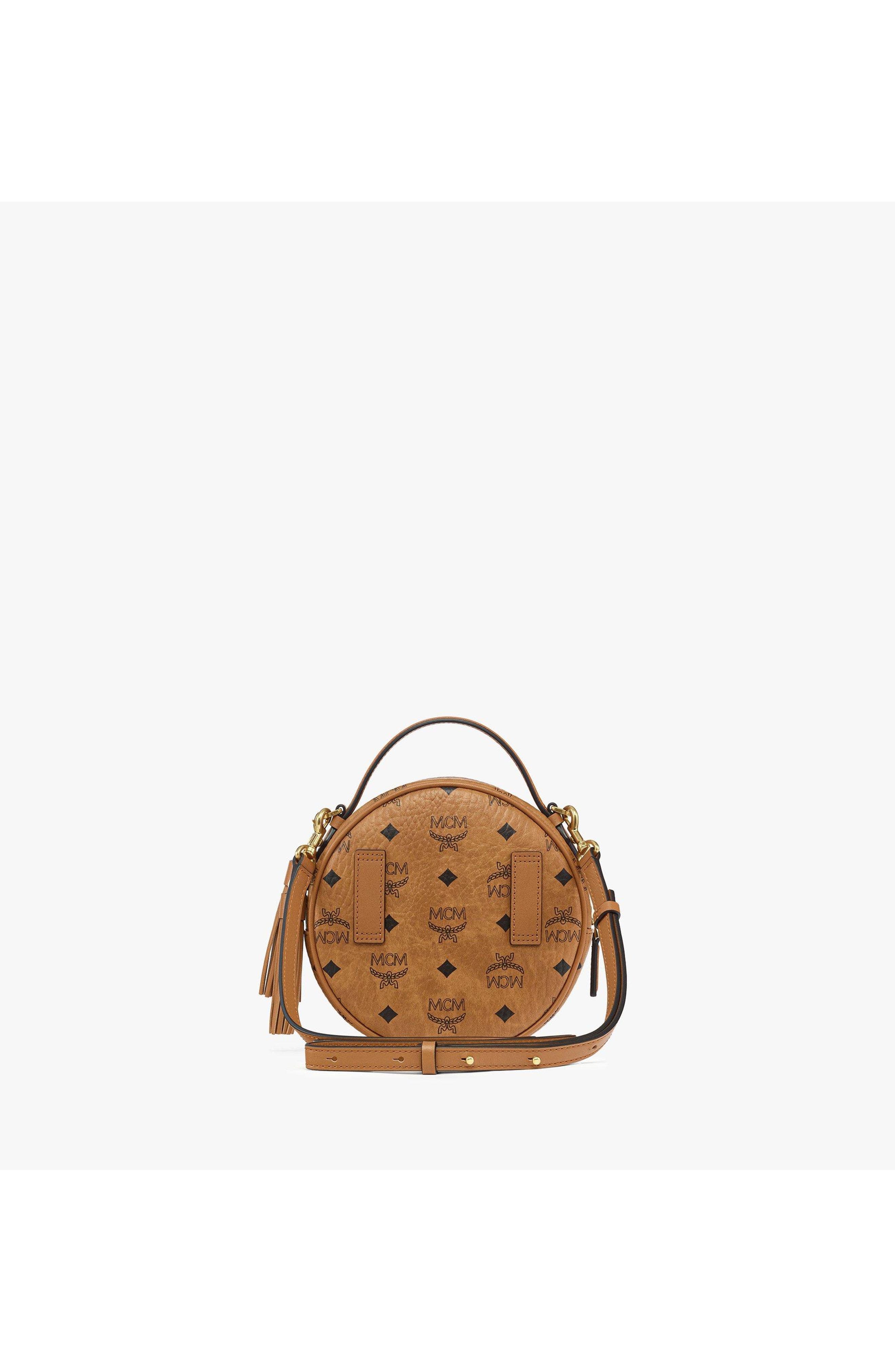 Pina Tambourine Crossbody in Gold Crystal Visetos, Alternate, color, Cognac