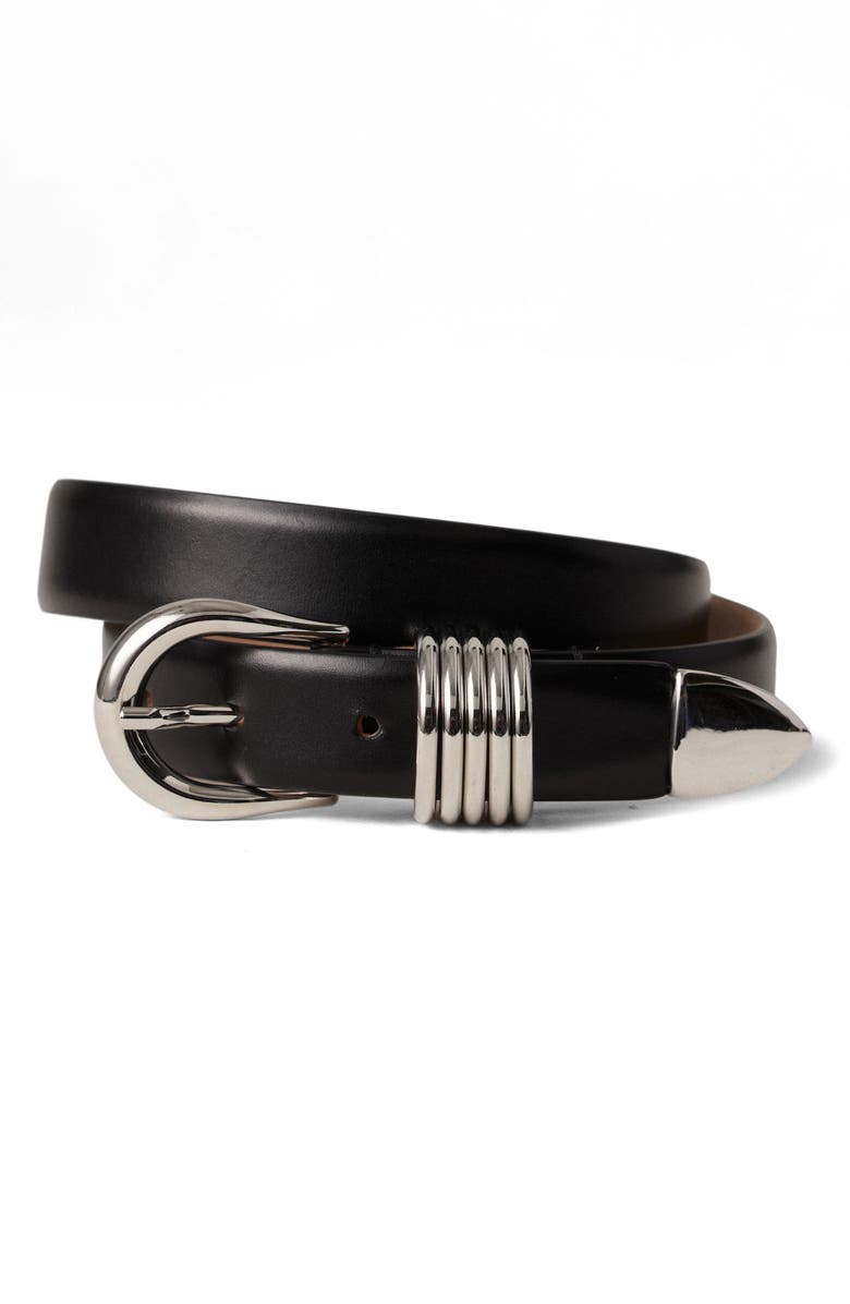 Déhanche Hollyhock Leather Belt, Main, color, Black/Silver