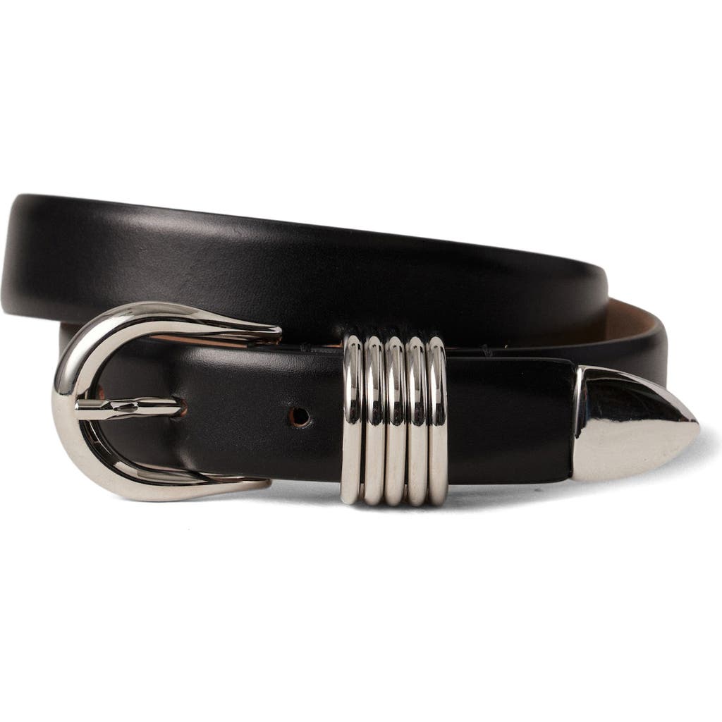 Déhanche Hollyhock Leather Belt in Black/silver  product