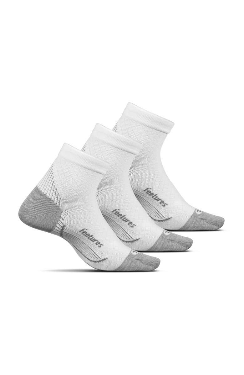 Feetures Plantar Fasciitis Relief Light Cushion Quarter Sock Arch Support, Main, color, White