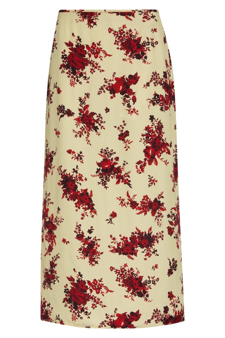 Floral Print Fluid Satin Midi Skirt, Main, color, RUBY YELLOW