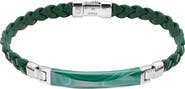 EFFY Sterling Silver & Leather Malachite Bracelet