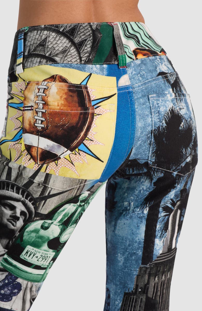 Alice + Olivia Kai Low Rise Flare Patchwork Jeans, Alternate, color, Open Road