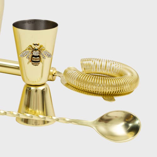 Joanna Buchanan Stripey Bee Cocktail Shaker Set In Gold