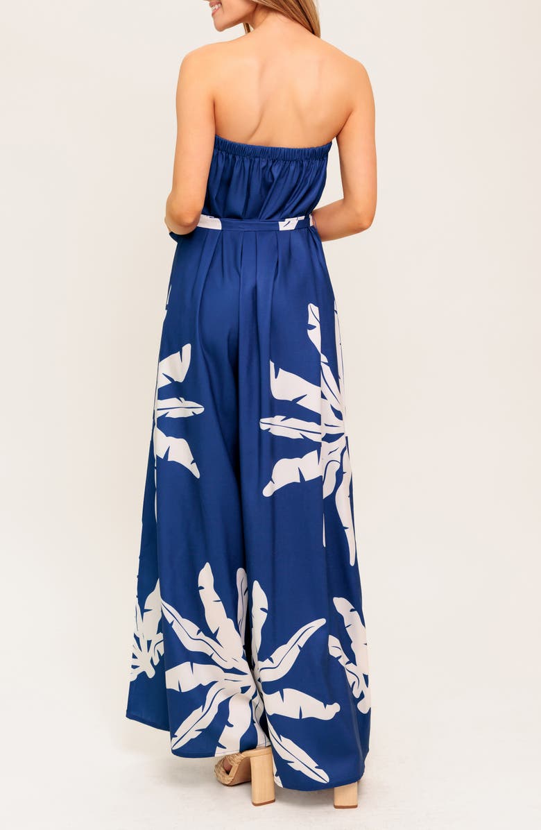 FLYING TOMATO Strapless Jumpsuit, Alternate, color, Navy/ White