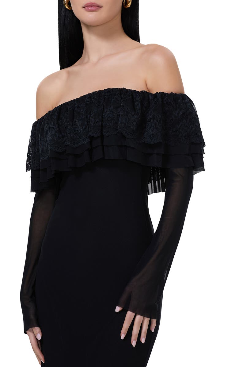 AFRM Betty Off the Shoulder Long Sleeve Mesh Maxi Dress, Alternate, color,