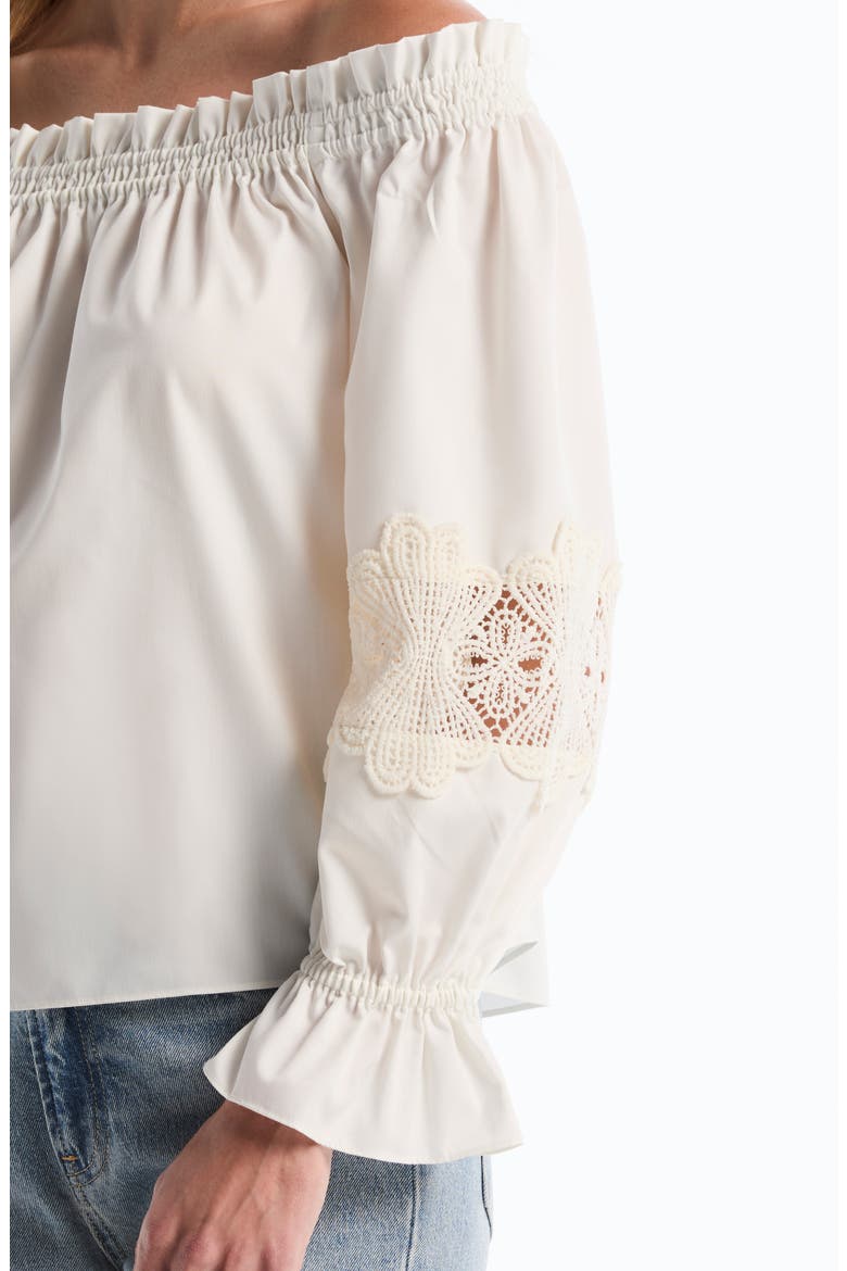 Embroidered Off-the-Shoulder Long Sleeve Top, Alternate, color, START WHITE