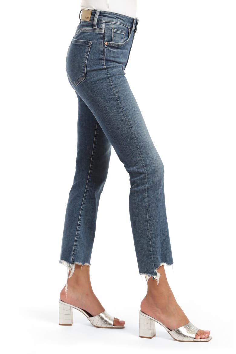 Anika High Waist Fray Hem Crop Flare Jeans, Alternate, color, MID FLEX BLUE