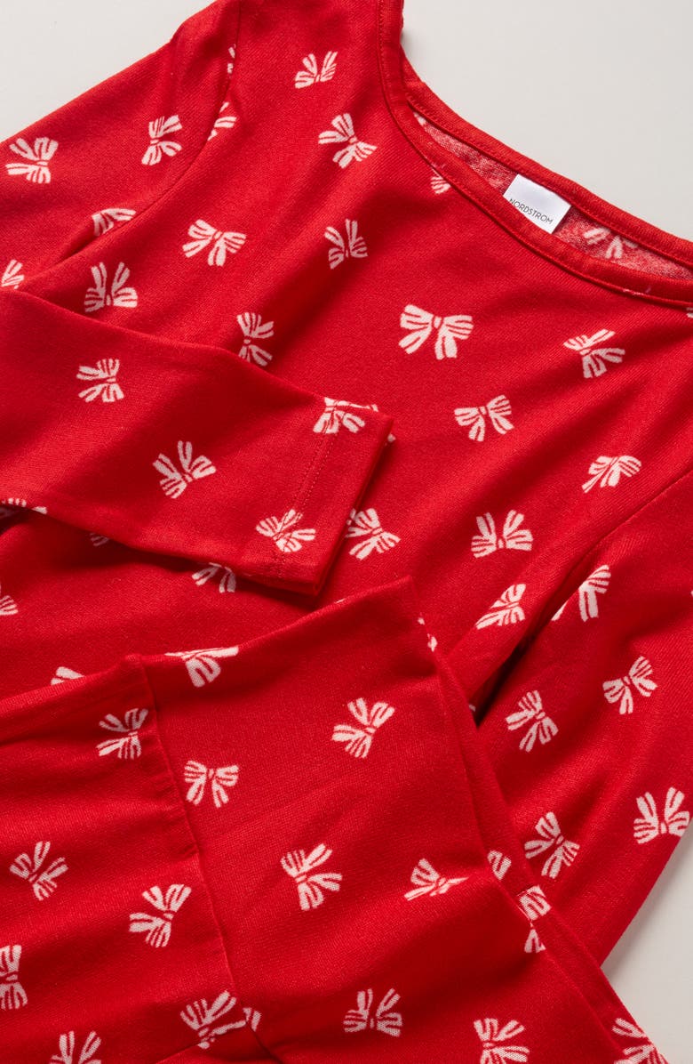 Nordstrom Kids' Brushed Jersey Pajamas, Alternate, color, Red- White Lovely Bows