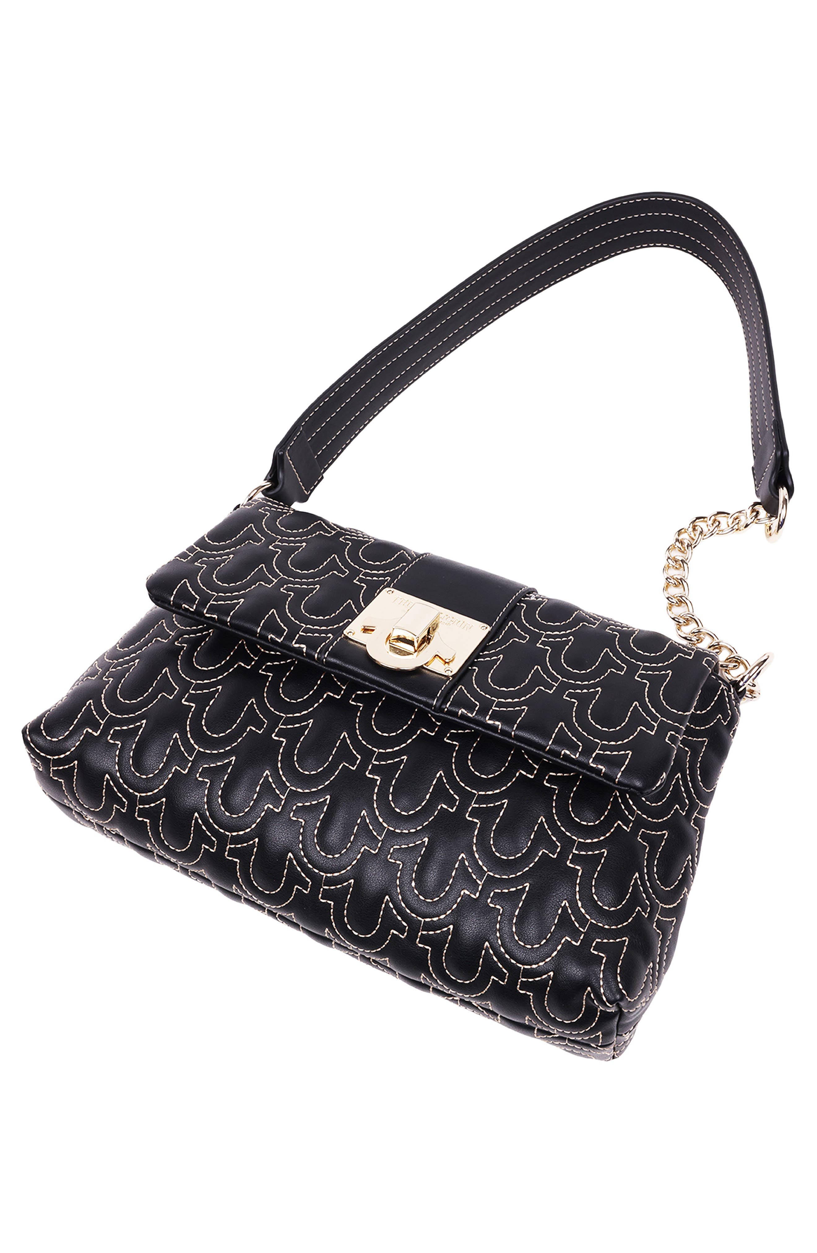 True Religion Horseshoe Quilted Shoulder Bag, Alternate, color, Black