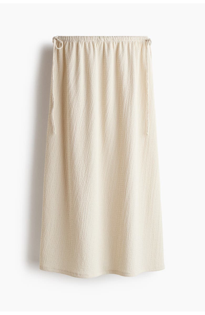 H&M Crinkled Drawstring Skirt, Main, color, Light Beige