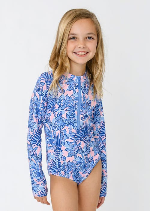 Cabana Life Girls Long Sleeve One-Piece in Palm Beach 