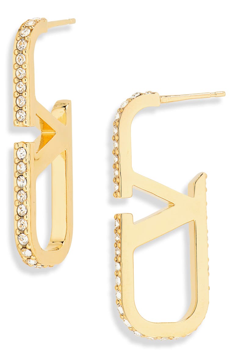 Vlogo Signature Swarovski Crystal Earrings, Main, color, GOLD