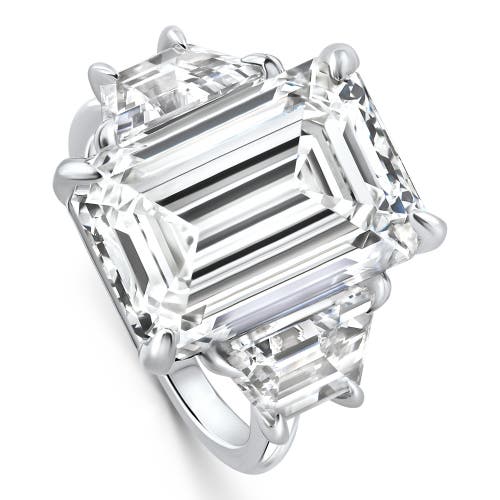 Bliss Diamond Certified 11.90ct Emerald Diamond & Trapezoid Engagement Ring Lab Grown 14k Gold In 14k White Gold