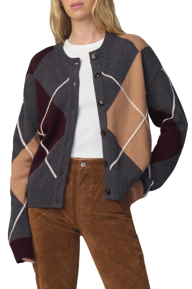 Relaxed Fit Argyle Cardigan, Main, color, CHARCOAL ARGYLE