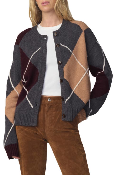 Relaxed Fit Argyle Cardigan
