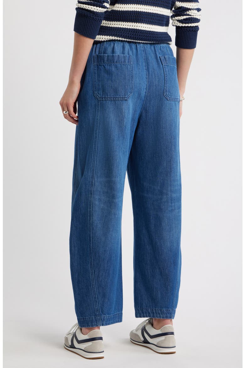 Pull-On Chambray Ankle Barrel Leg Pants, Alternate, color, MEDIUM WASH