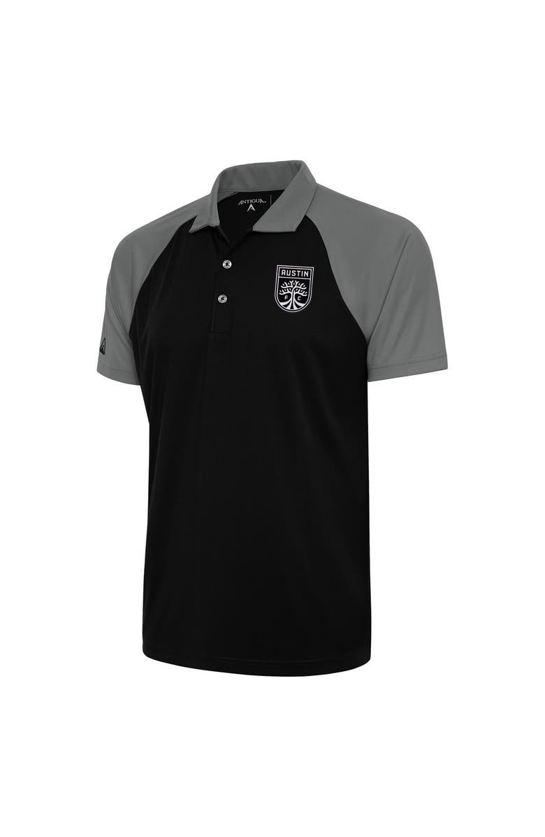 ANTIGUA Men's Antigua Black/Steel Austin FC Brushed Metallic Logo Nova Polo, Alternate, color, 