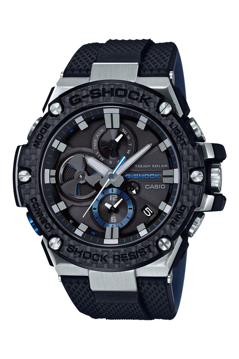 G-Steel Resin Casio Analog Watch, Main, color, BLACK/ SILVER