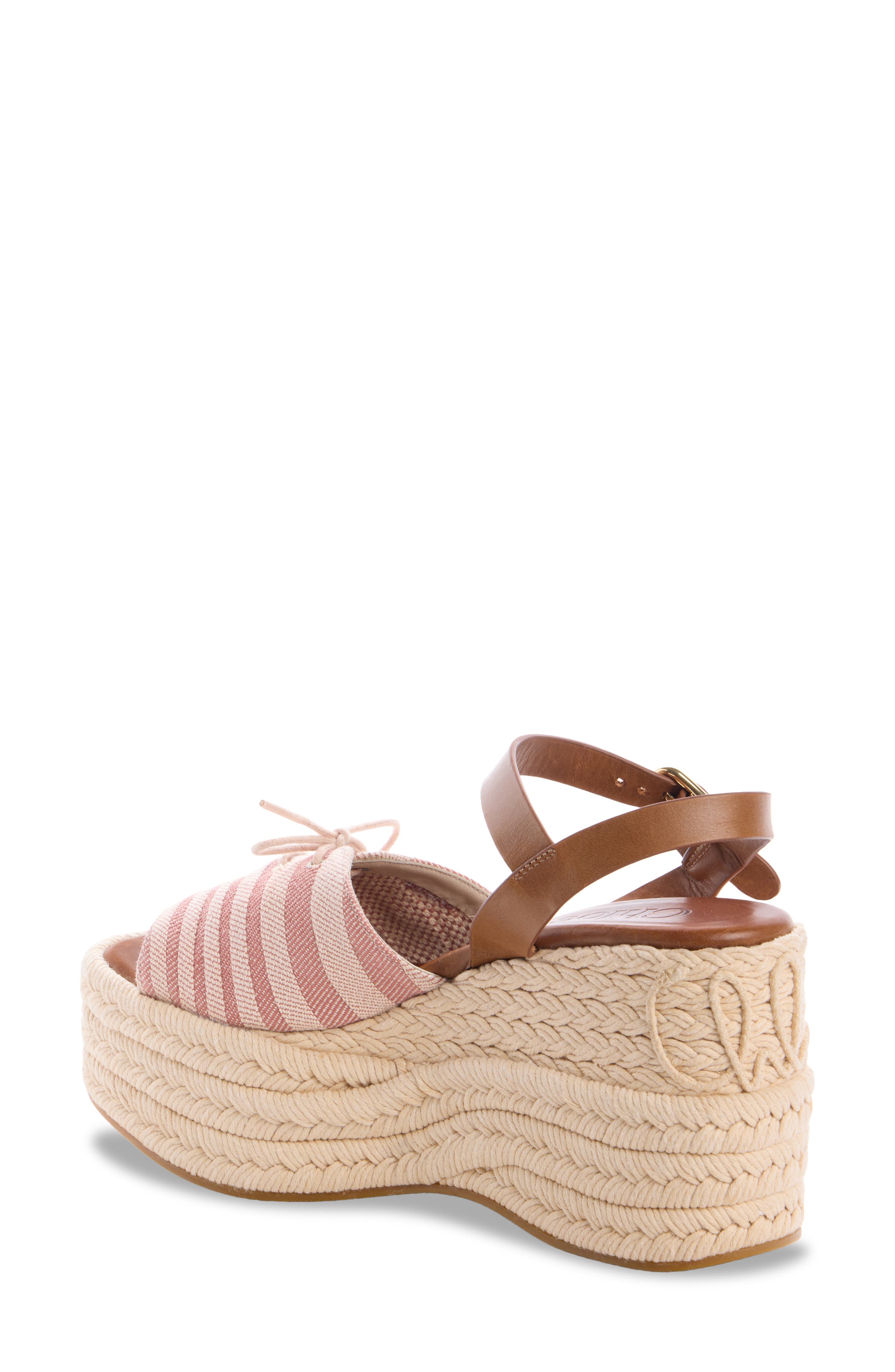 Chloé Isla Espadrille Platform Wedge Sandal, Alternate, color, Woodrose