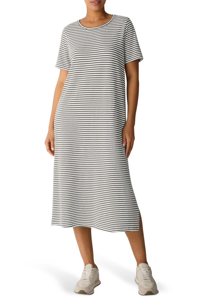 Stripe T-Shirt Midi Dress, Main, color, OLIVE