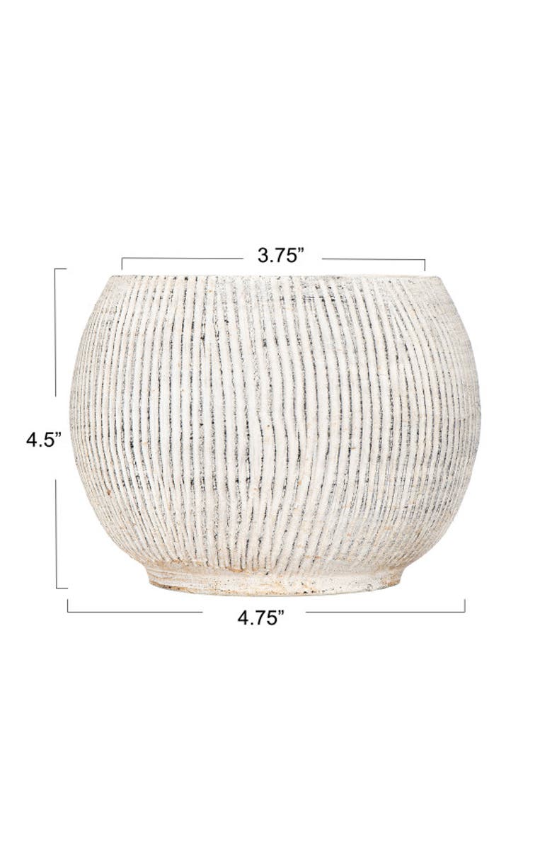 Storied Home Distressed Cream Terracotta Planter with Fluted Texture, Alternate, color,