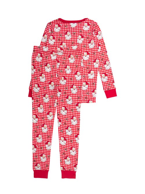 Rufflebutts Girls Softsnooze Ruffle Long Sleeve Pajama Set In Red