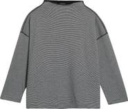 Eileen Fisher Organic Cotton Striped Funnel Neck Box Top
