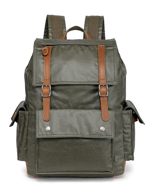 City Light Coated Canvas Drawstring Laptop Backpack